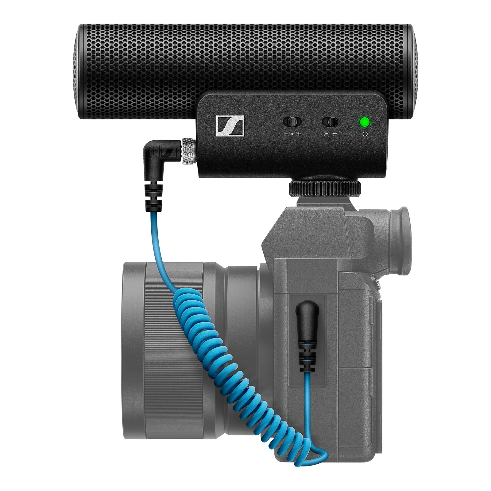 Microphone Sennheiser MKE 400 monté sur un appareil photo
