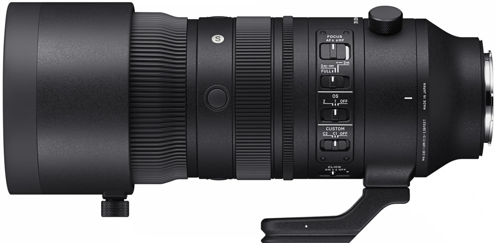 Objectif Sigma 70–200 mm f/2,8 Sports sur fond blanc